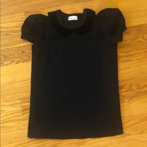 Red Valentino Black Mesh and Velvet T-Shirt